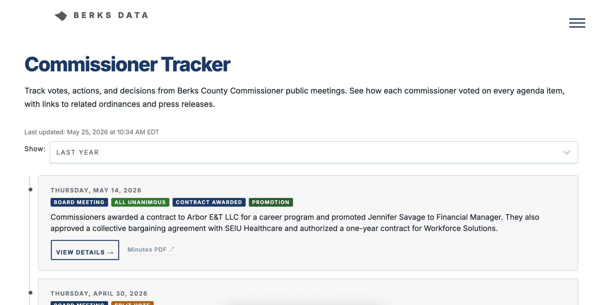 Commissioner Tracker preview